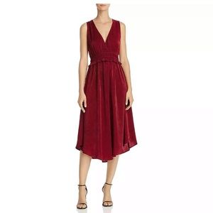 Midi Maroon Dress Sleeveless V Neck